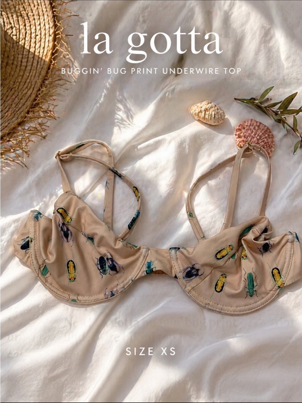 New! La gotta buggin’ bug print underwire bikini top 1185